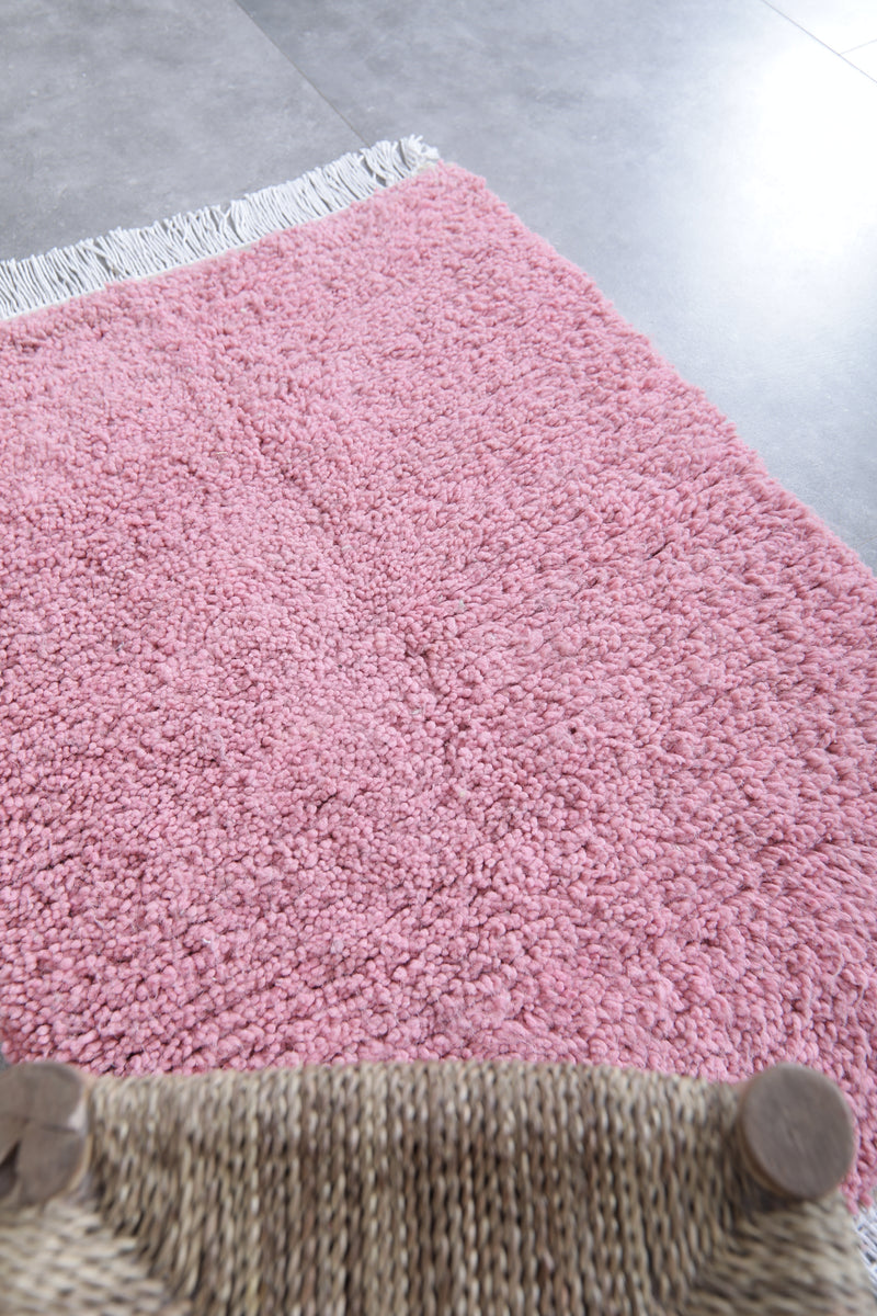 Moroccan Pink Rug - Handwoven 2.5 x 3.4 Feet | Plush Wool Accent