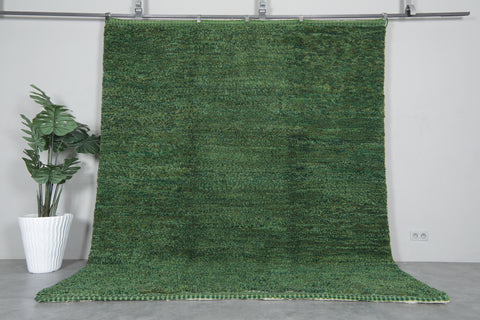 Hand-Knotted Moroccan rug - custom green carpet - Wool rug