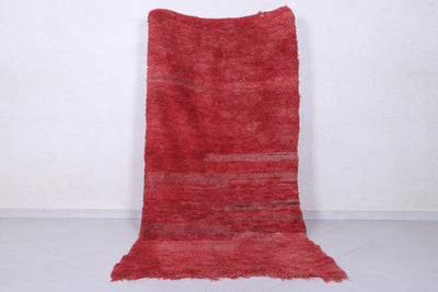 Elegant Red Moroccan Berber Rug - 4.2 x 8 Feet - Boucherouite Rugs