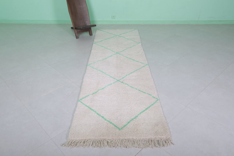 Hallway Azilal Rug 2.8 x 9.2 ft - Mint Green Stripes