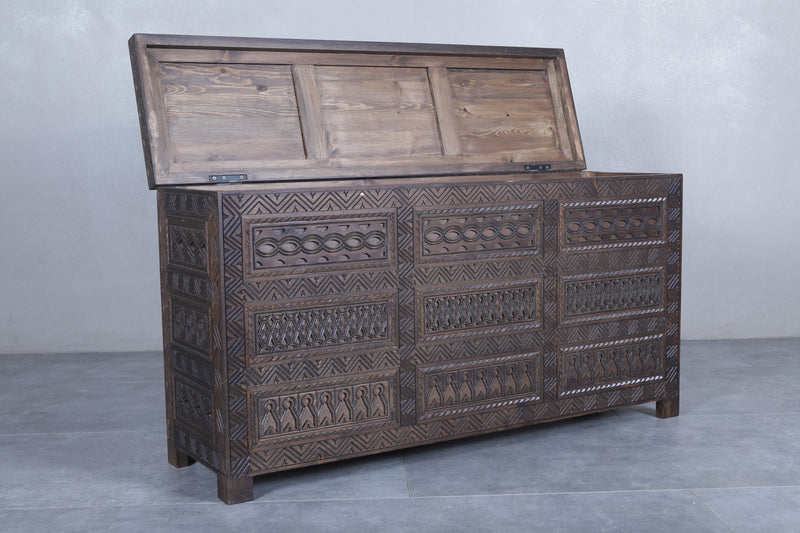 Custom Moroccan trunk - Moroccan chest - Berber Wooden trunk