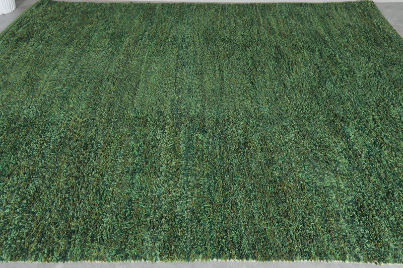 Hand-Knotted Moroccan rug - custom green carpet - Wool rug