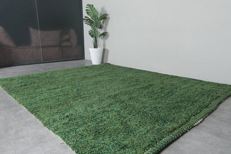 Hand-Knotted Moroccan rug - custom green carpet - Wool rug