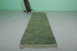 Moroccan Runner Rug - 2.9 x 10 ft | Green Handwoven Hallway Rug