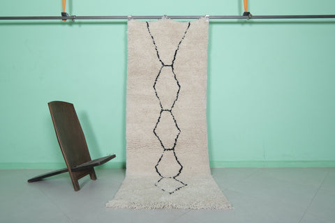 White Moroccan Runner Rug Shag 3 X 7.9 Feet