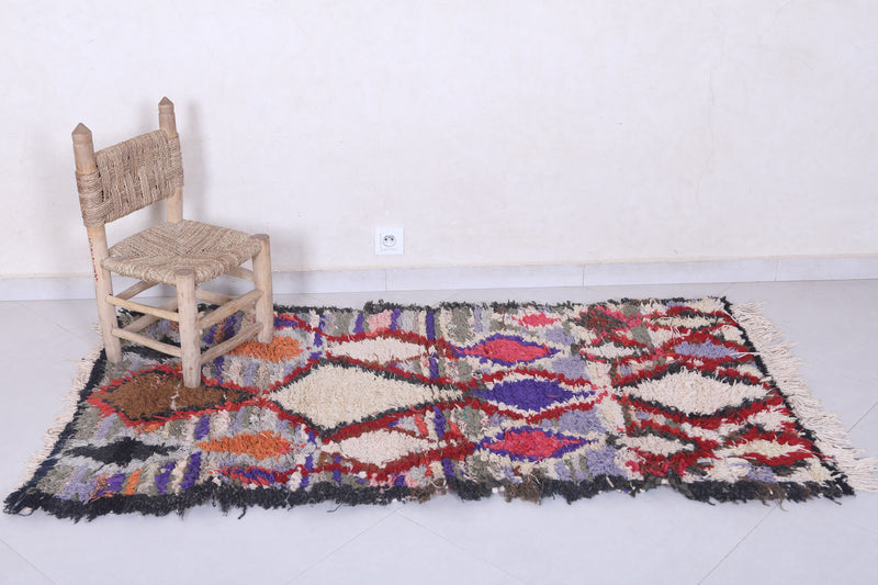 Moroccan berber rug 2.9 X 5.7 Feet - Boucherouite Rugs