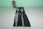 Black Moroccan Hallway Rug 2.8 X 11.2 Feet