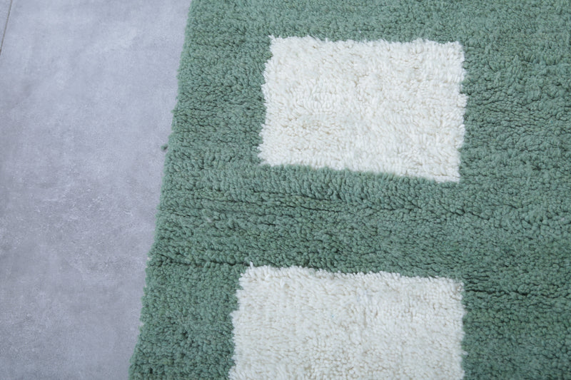 Green Moroccan Rug - 8.2 x 10.1 Feet | Geometric Wool Design