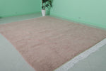 Plush Moroccan Rug - 8 x 10.3 ft | Soft Blush Pink with Fringe