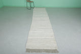 Elegant Moroccan Runner Rug - 2.8 x 12 ft | Minimalist White Design