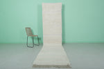 Elegant Moroccan Runner Rug - 2.8 x 12 ft | Minimalist White Design