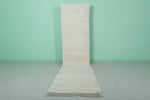 Elegant Moroccan Runner Rug - 2.8 x 12 ft | Minimalist White Design