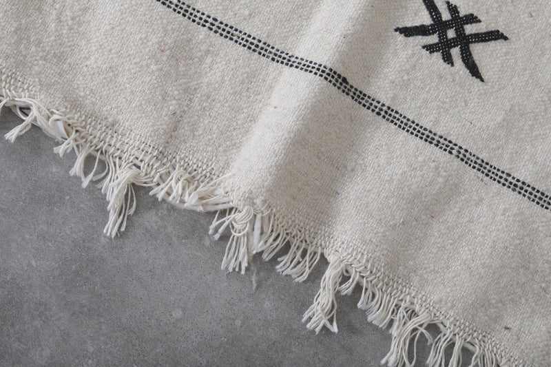 Handwoven Kilim Rug - 3 FT X 4.6 FT | Black and White Moroccan Rug