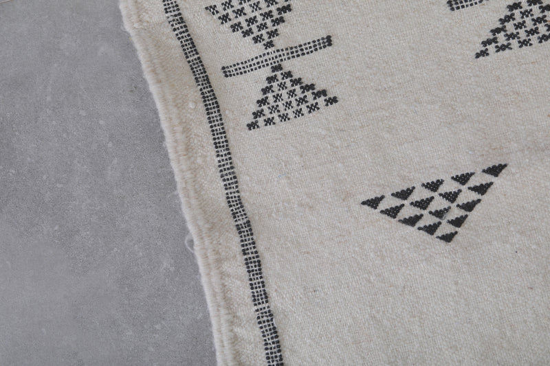 Handwoven Kilim Rug - 3 FT X 4.6 FT | Black and White Moroccan Rug