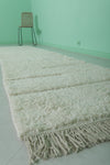 Elegant Moroccan Runner Rug - 2.8 x 12 ft | Minimalist White Design