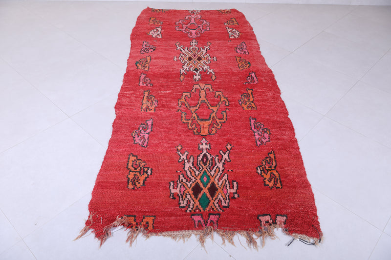 Moroccan Berber Rug - Vibrant Red - 3.7 X 8.3 Feet