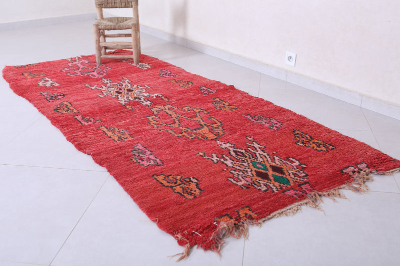 Moroccan Berber Rug - Vibrant Red - 3.7 X 8.3 Feet