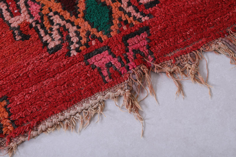 Moroccan Berber Rug - Vibrant Red - 3.7 X 8.3 Feet