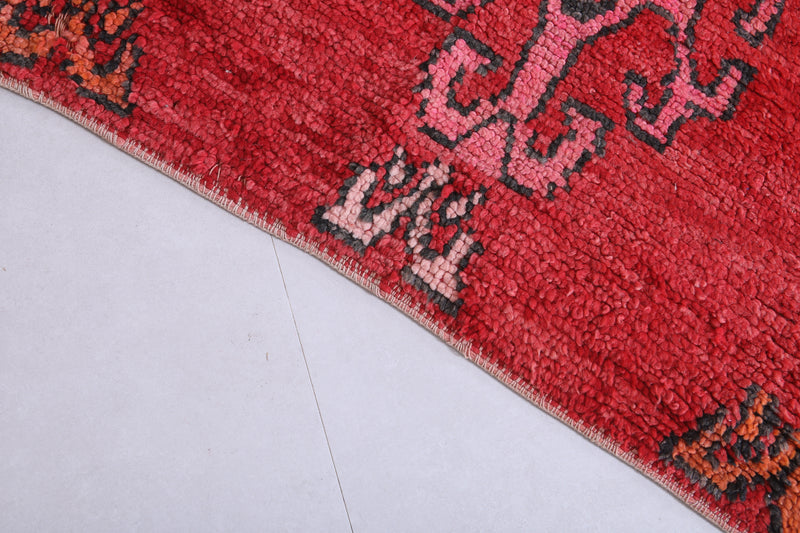 Moroccan Berber Rug - Vibrant Red - 3.7 X 8.3 Feet