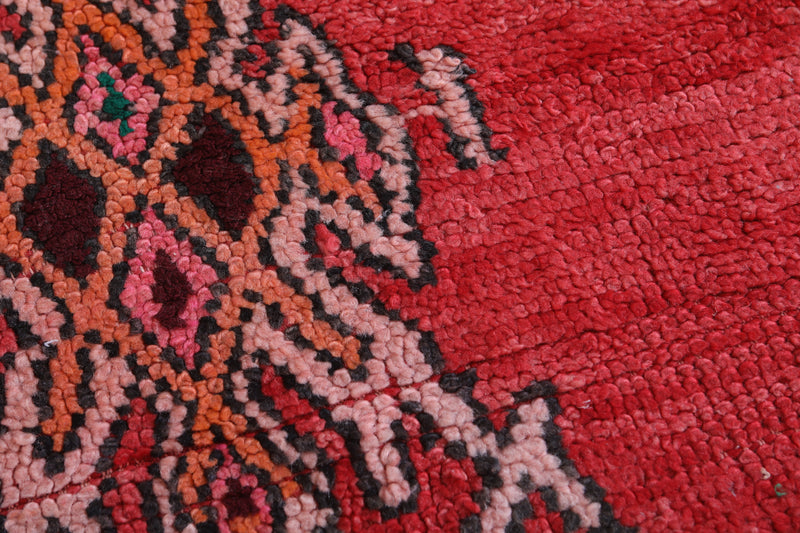 Moroccan Berber Rug - Vibrant Red - 3.7 X 8.3 Feet