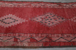 Vintage Moroccan Red Rug with Diamond Patterns - 3.6 x 7.8 Feet