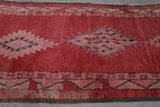 Vintage Moroccan Red Rug with Diamond Patterns - 3.6 x 7.8 Feet