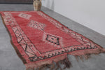 Vintage Moroccan Red Rug with Diamond Patterns - 3.6 x 7.8 Feet