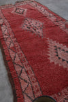 Vintage Moroccan Red Rug with Diamond Patterns - 3.6 x 7.8 Feet