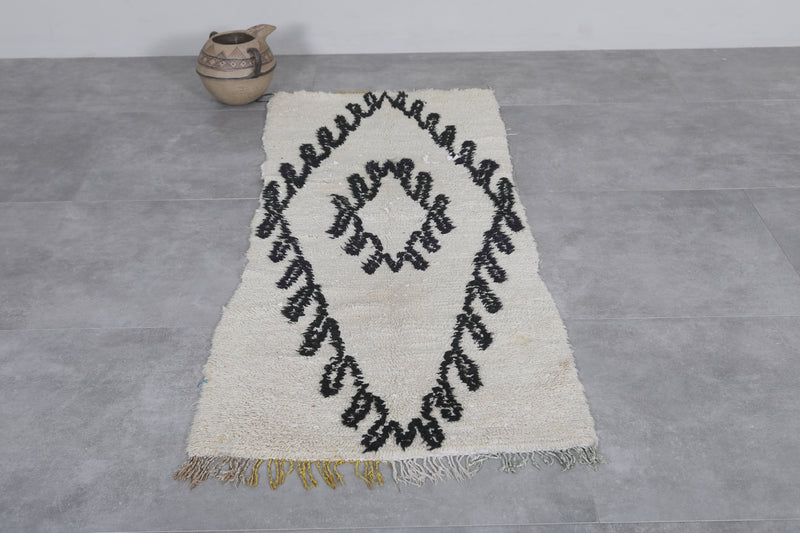 Moroccan Rug - Handwoven 2.2ft x 5.7ft | Black and White Berber Design