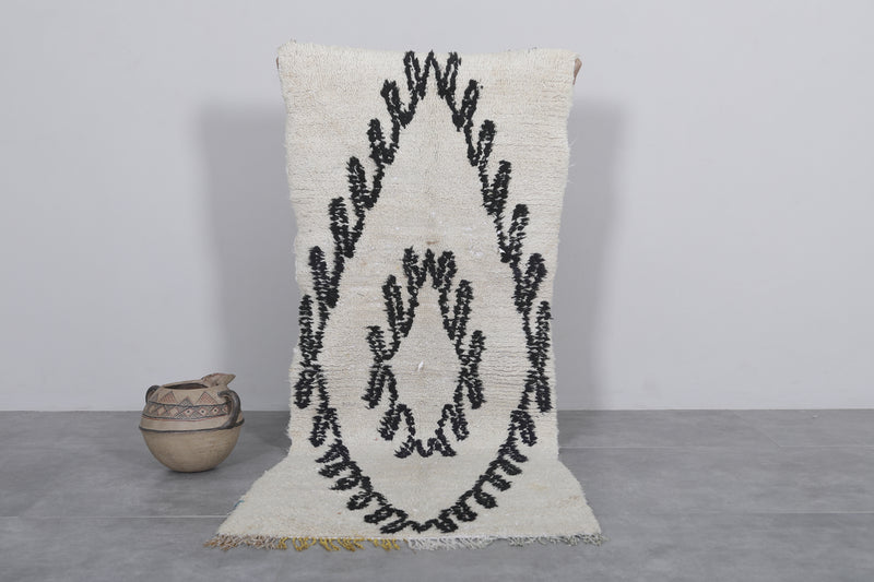 Moroccan Rug - Handwoven 2.2ft x 5.7ft | Black and White Berber Design