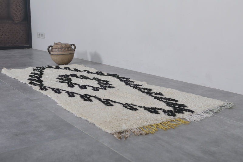 Moroccan Rug - Handwoven 2.2ft x 5.7ft | Black and White Berber Design