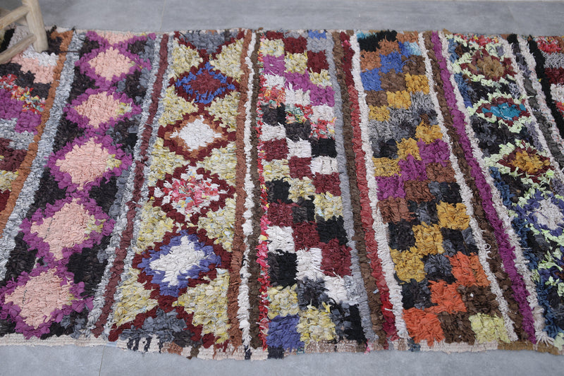 Geometric Pattern Berber Boucherouite Rug 4 x 6.7 Feet - Moroccan Handwoven Art