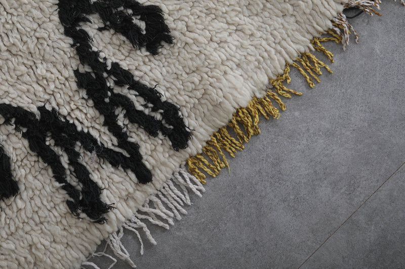 Moroccan Rug - Handwoven 2.2ft x 5.7ft | Black and White Berber Design