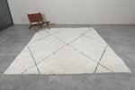 Classic White Moroccan Rug - 8 x 10 ft | Minimalist Diamond Pattern