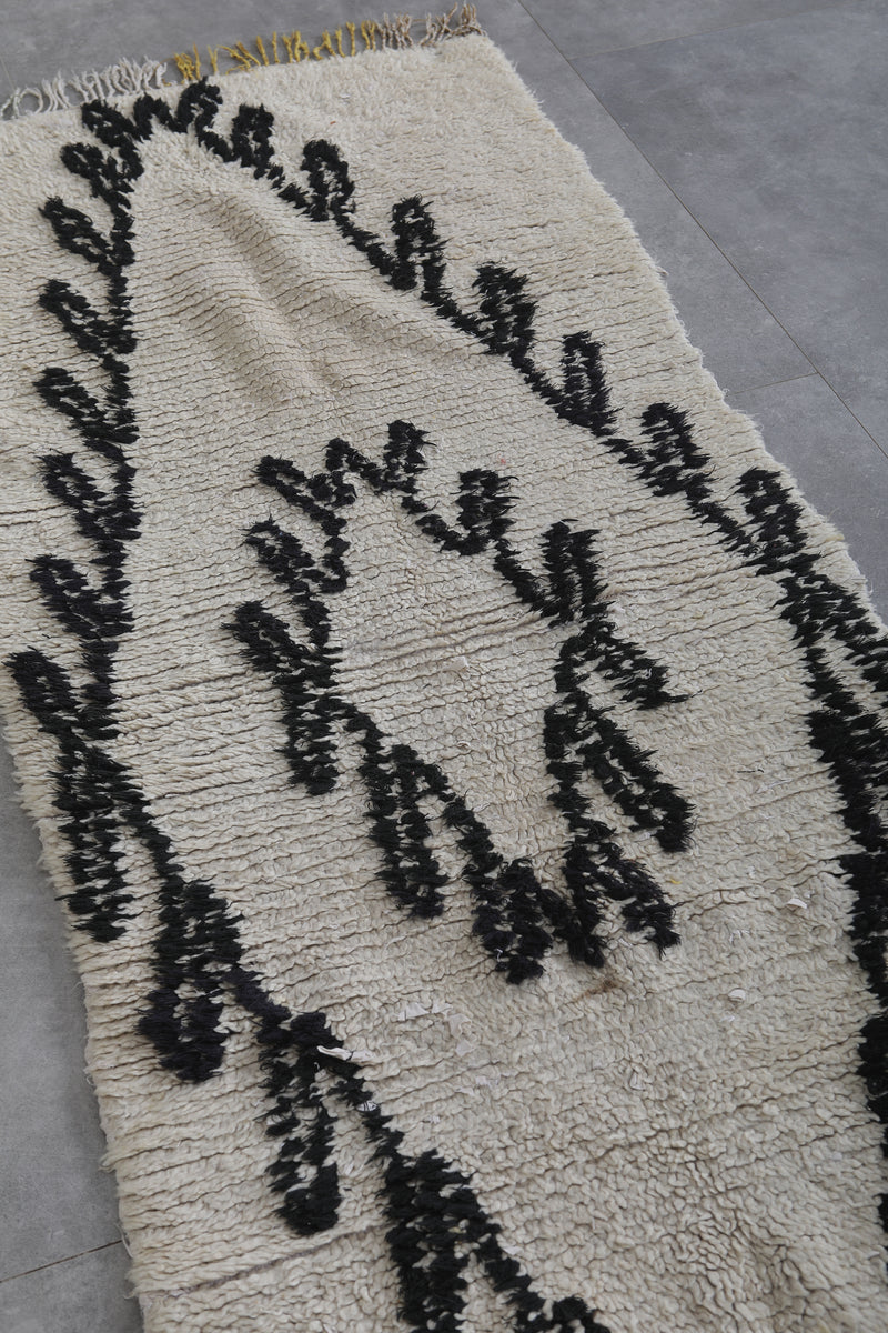 Moroccan Rug - Handwoven 2.2ft x 5.7ft | Black and White Berber Design