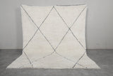 Classic White Moroccan Rug - 8 x 10 ft | Minimalist Diamond Pattern