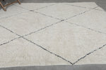 Classic White Moroccan Rug - 8 x 10 ft | Minimalist Diamond Pattern