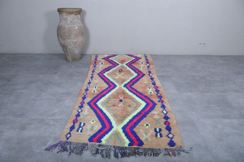 Colorful Moroccan Rug with Tribal Diamond Pattern - 3.6 x 8.5 Feet