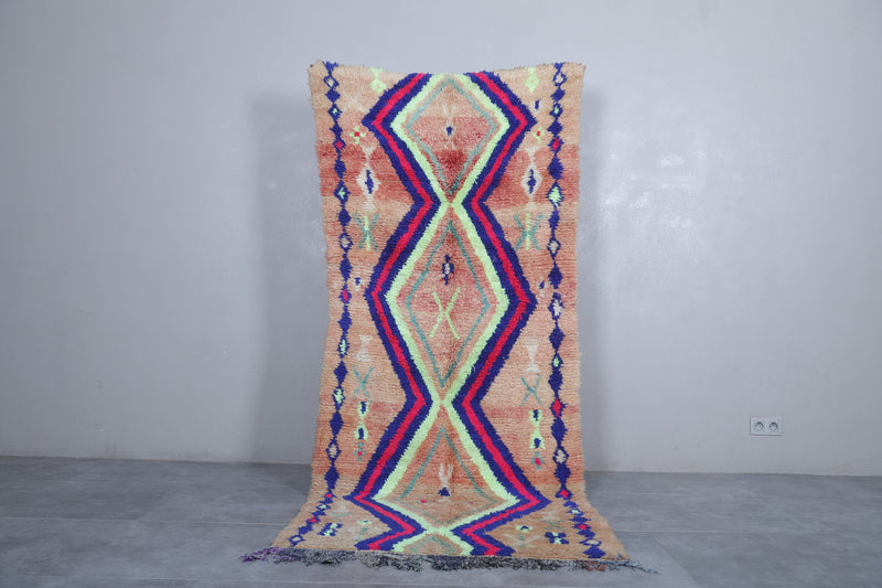 Colorful Moroccan Rug with Tribal Diamond Pattern - 3.6 x 8.5 Feet