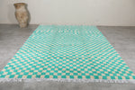 Custom Checkered  rug - Blue Green Moroccan berber carpet