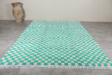 Custom Checkered  rug - Blue Green Moroccan berber carpet - custom moroccan rugs