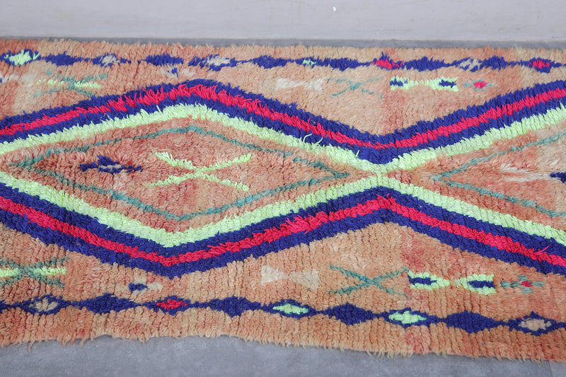 Colorful Moroccan Rug with Tribal Diamond Pattern - 3.6 x 8.5 Feet