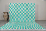 Custom Checkered  rug - Blue Green Moroccan berber carpet