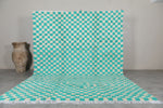 Custom Checkered  rug - Blue Green Moroccan berber carpet - custom moroccan rugs