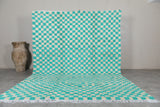 Custom Checkered  rug - Blue Green Moroccan berber carpet