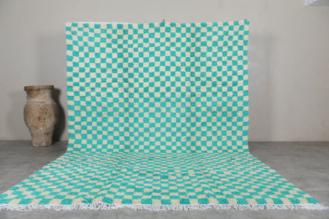 Custom Checkered  rug - Blue Green Moroccan berber carpet - custom moroccan rugs