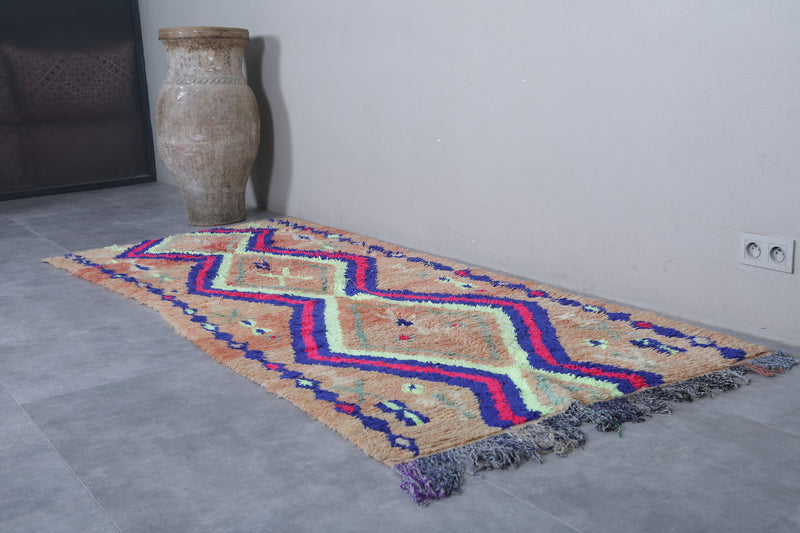 Colorful Moroccan Rug with Tribal Diamond Pattern - 3.6 x 8.5 Feet