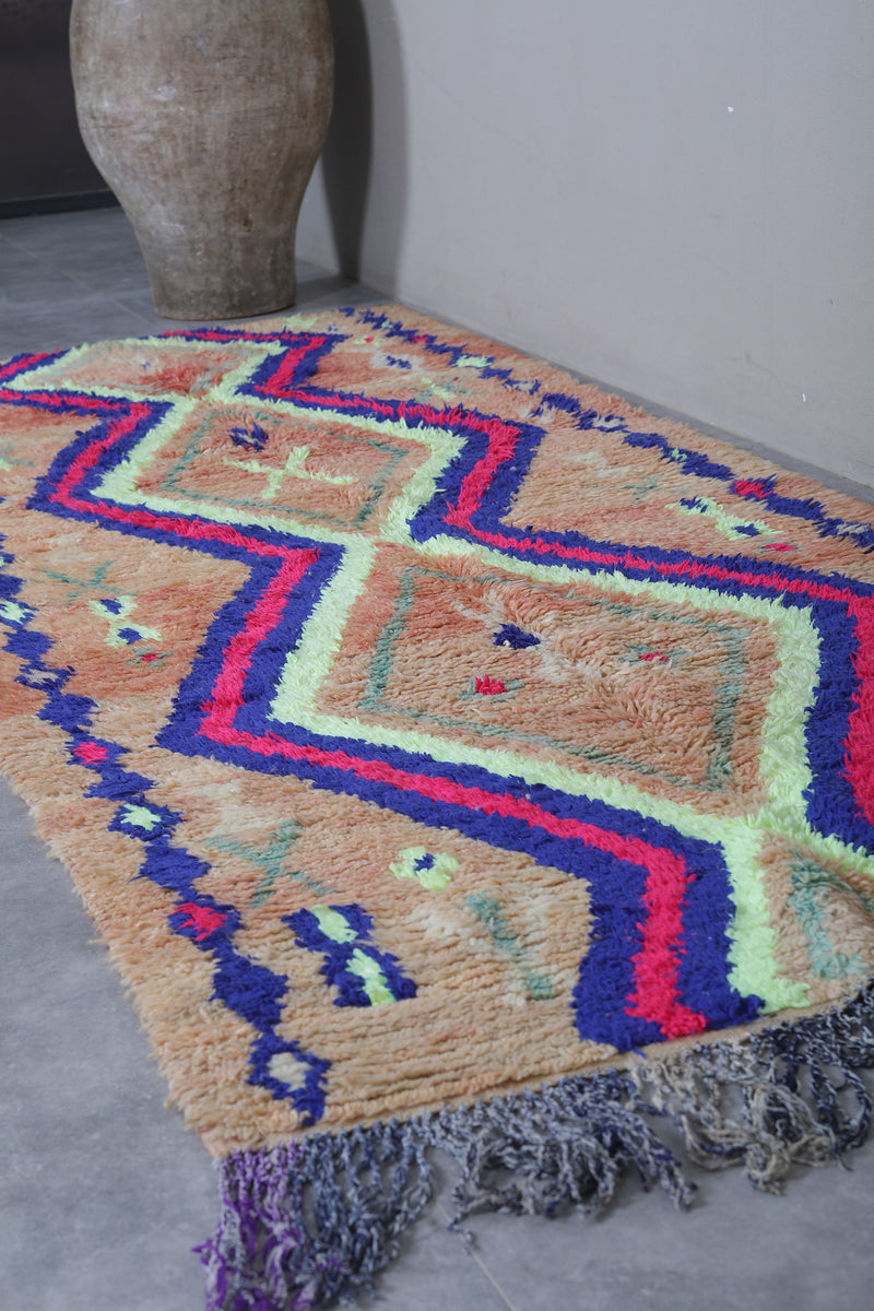 Colorful Moroccan Rug with Tribal Diamond Pattern - 3.6 x 8.5 Feet