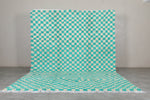 Custom Checkered  rug - Blue Green Moroccan berber carpet