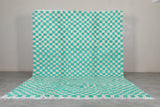 Custom Checkered  rug - Blue Green Moroccan berber carpet - custom moroccan rugs